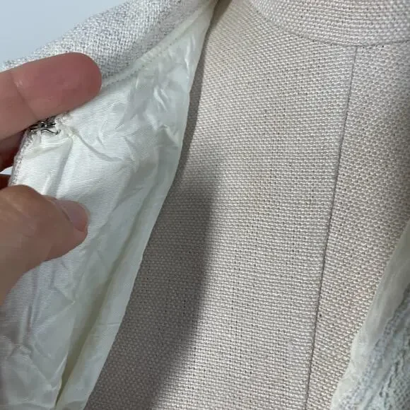Vintage 60s 70s Jacket Lace Linen Women S Beige Mod Boho Summer Resort - Picture 4 of 12